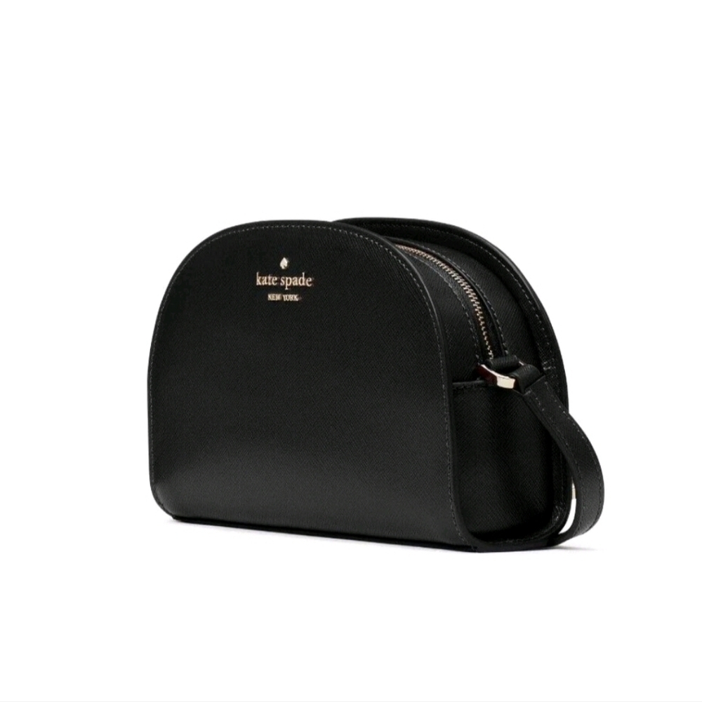 New Kate Spade Perry Leather Dome Crossbody Black Nwt - Picture 1 of 4